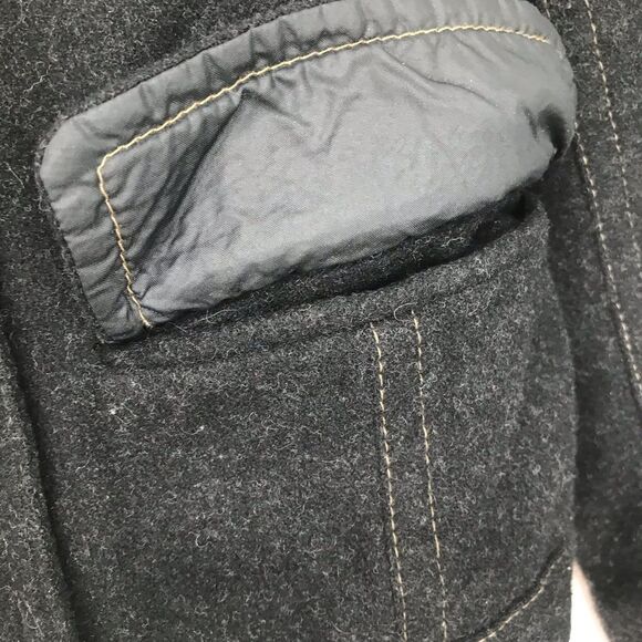 American Eagle Black Wool Blend Double Breasted Button Short Cut Pea Coat - Picture 14 of 16